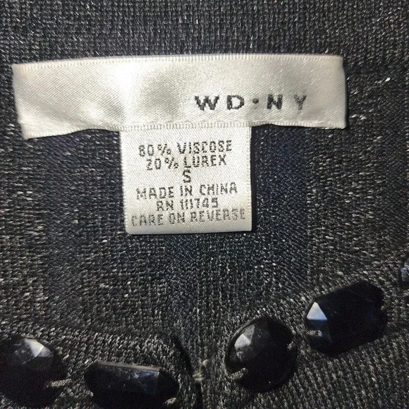 WD.NY Women's Black Viscose Long Sleeve Shimmer Comfort Cardigan Top Size Small - Picture 3 of 7